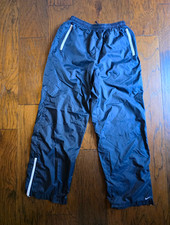 Vintage 90s Nike Navy Nylon Track Pants Zip Ankles Pockets -Youth L