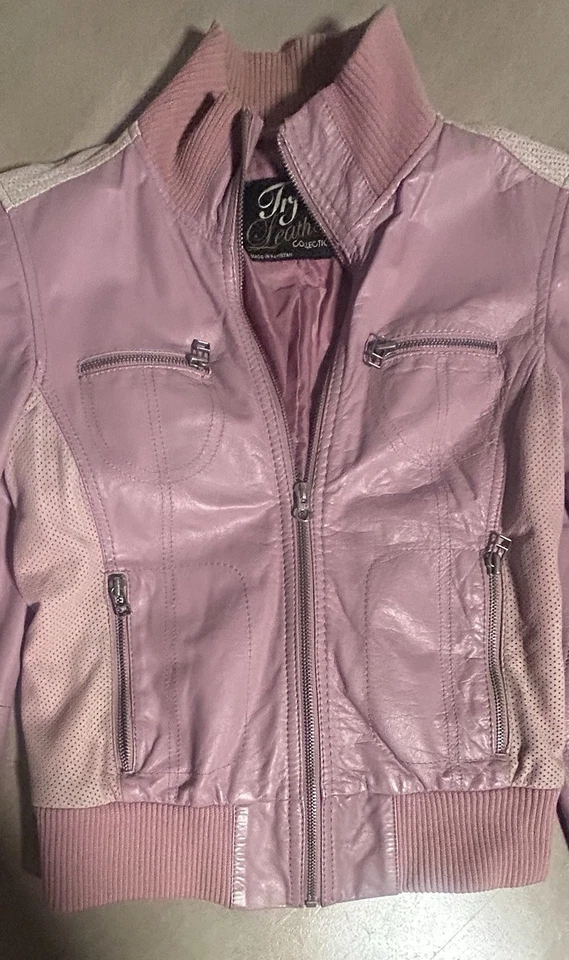 TRF Leather Collection (by Zara) Women’s Pink Genuine Leather Jacket Size Small - Image 2 of 4
