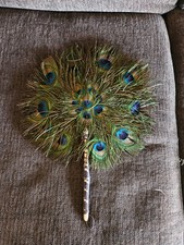Vintage Peacock feather hand fan