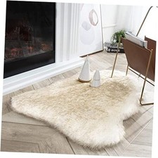 Ashler Ultra Soft Faux Fox Fur Rug White Brown Fluffy Area Rug, Carpets Fluffy