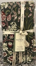 Morris & Co Dinner Fabric Napkins Hyacinth Green Floral Cotton 20x20 Set of 8