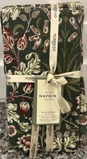 Morris & Co Dinner Fabric Napkins Hyacinth Green Floral Cotton 20x20 Set of 8