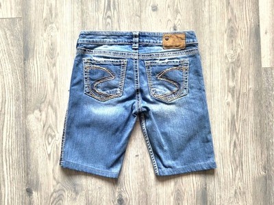 Y2K Silver Jeans Denim Frances Shorts Dark Wash Mid Rise UK 10 12 Retro Canada