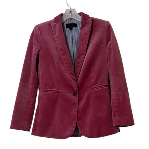 J. Crew Parke Pink Dusty Rose Single-Breasted One-Button Velvet Blazer, Size 0P - Picture 3 of 16