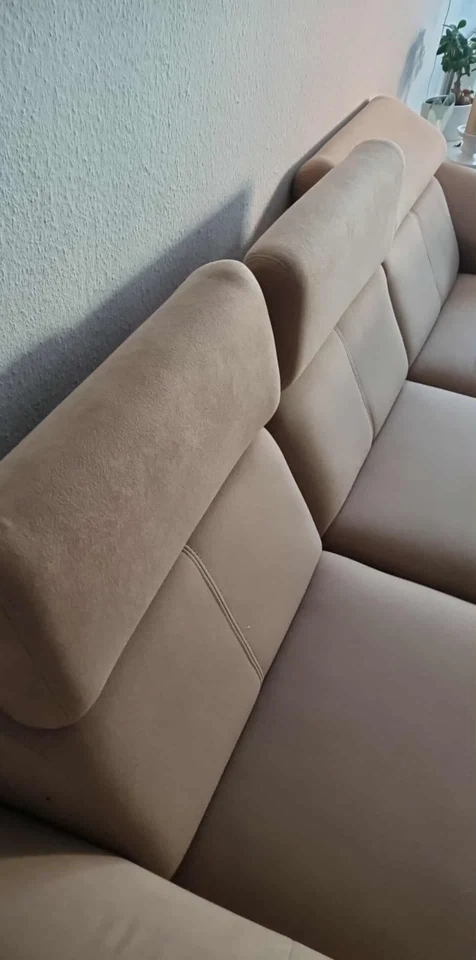 Ecksofa L-Form Sofa mit Schlaffunktion – Polsterecke Mikrofaser hellbeige - Bild 4 von 4