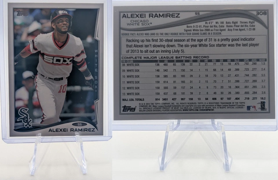 2014 TOPPS CHROME #94 ALEXEI RAMIREZ CHICAGO WHITE SOX BASEBALL CARD - Image 2 of 3