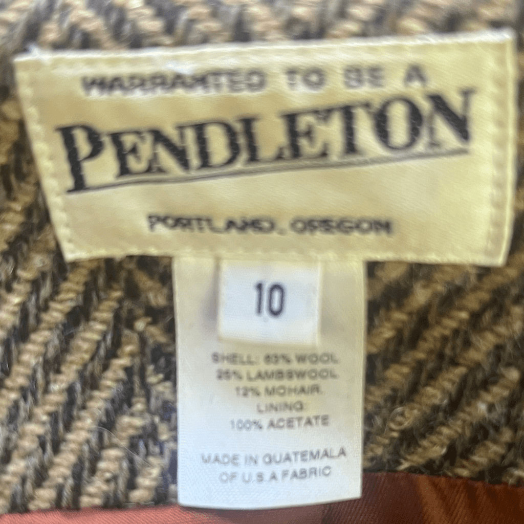 Pendleton Herringbone Tan Button Up Lined Wool Co… - image 8