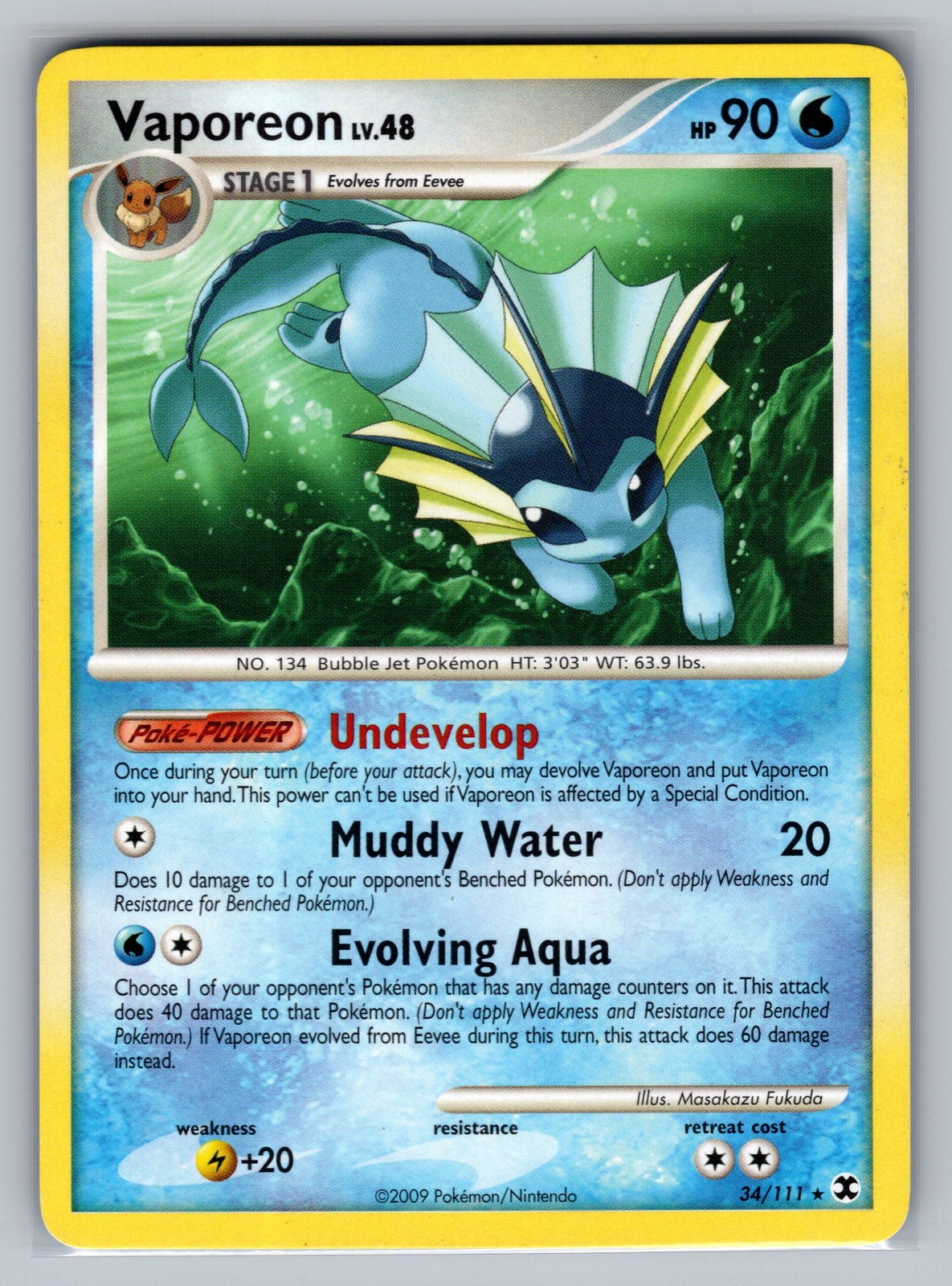 Vaporeon Rising Rivals #34/111 Rare Pokemon Card