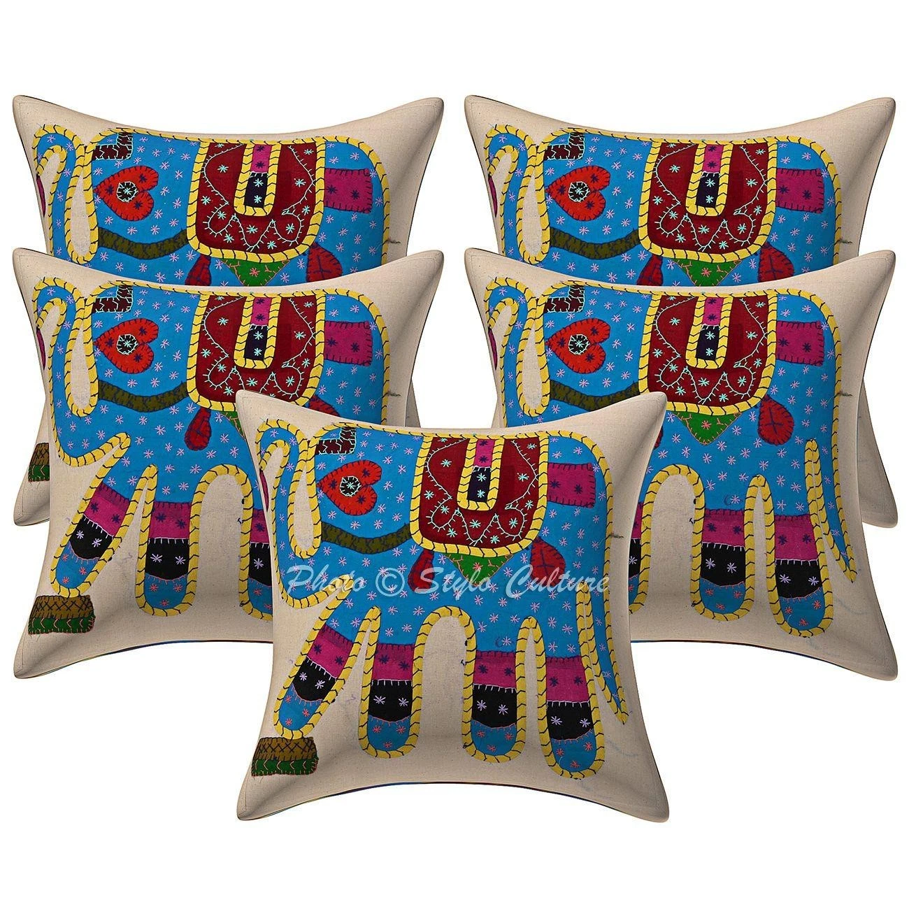 Bohemian Cotton Throw Pillow Covers Applique Elephant Home Decor Cushion Cover