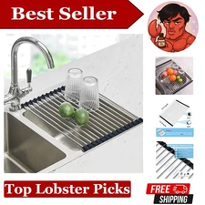 17.5'' x 11.8'' Over Sink Dish Drainer - Foldable & Non-Slip Design for Kitchen