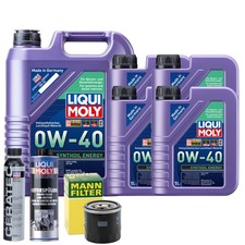 Motoröl 0W40 LIQUI MOLY Synthoil Energy 9L +MANN Ölfilter +Spülung +Cera Tec