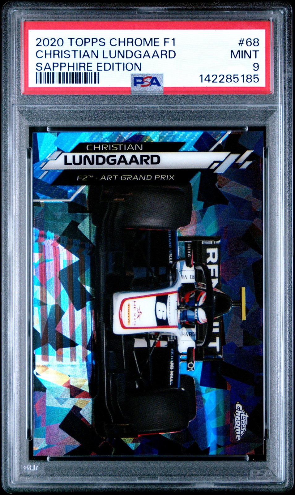 2020 TOPPS CHROME FORMULA 1 SAPPHIRE ED #68 CHRISTIAN LUNDGAARD PSA 9