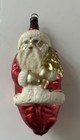 Antico BABBO NATALE con albero oro figura vetro mercurio tedesco ORNAMENTO NATALE
