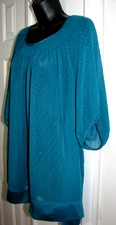 Separates By New York City Design Tunic Top Sheer Teal 1/2-sleeve Boho Wm. 2X