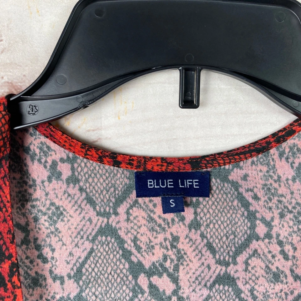 Mameluco Blue Life para mujer pequeño rojo negro piel de serpiente envoltura sintética manga larga cuello en V Foto 3 de 4