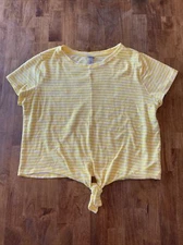 A.n.d eway Yellow and White Stripe Short Sleeve Shirt XL