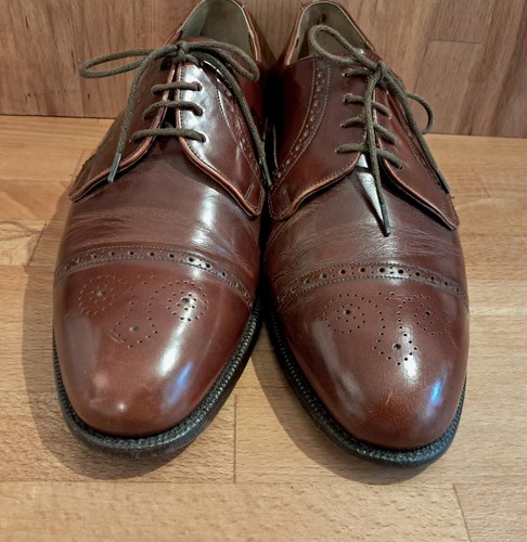 BARKER - Brown Hi-Shine Brogue Mens Hand Finished Shoes UK Size 8 - Free UK P&P - Picture 7 of 14