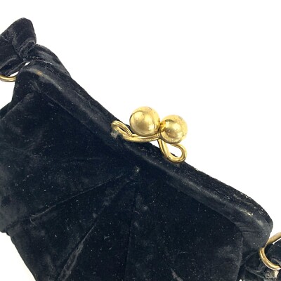 Vintage GRACELINE MASTER PURSE Black Velvet Handbag with Chained 
