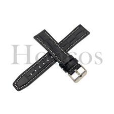 22MM Leather Rubber Watch Strap Fits The Blancpain X Swatch Atlantic Ocean BK/WT