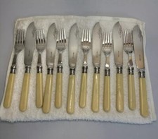 Walker & Hall Fish Knives & Forks Service for 6   Silver Plate & Silver Necks