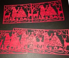 5 SANTA  FRIENDS cardstock paper die cut embellishments scrapbook / card making