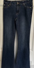 Cache' Blue Denim Flared Leg Embellished Jewel Jeans Womens
