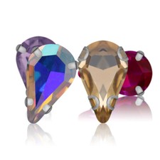 20pcs Sew On Glass Crystal Teardrop Rhinestones Flat Back Claw Cup Craft Beads