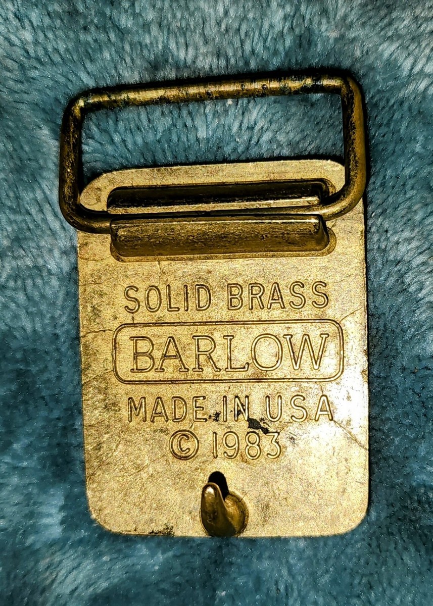 Vintage Barlow Whitetail Deer Solid Brass Deer Buckle Leather Belt USA Made 1983 Vintage Barlow Deer Brass Belt Buckle and Leather Belt 1983  main image 4