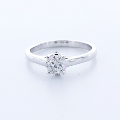 0.7 CTW Natural Diamond G/SI1 Round Cut 14K White Gold Prong Classic Accent Ring