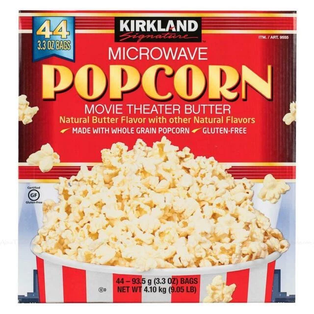 Kirkland Signature Microwave Popcorn, Movie Theater Butter - 44 Bags x 93.5g