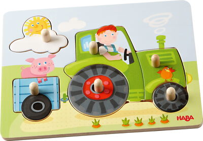 6 Teile HABA Kinder Greifpuzzle Peters Bauernhof 1302535001