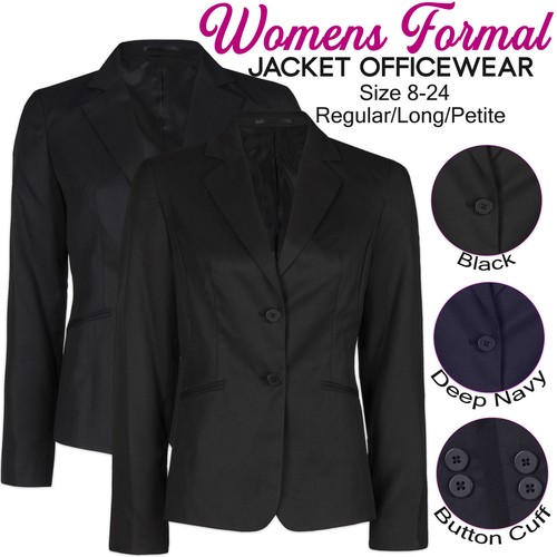 Womens Ladies Plain Formal Blazer Suit 