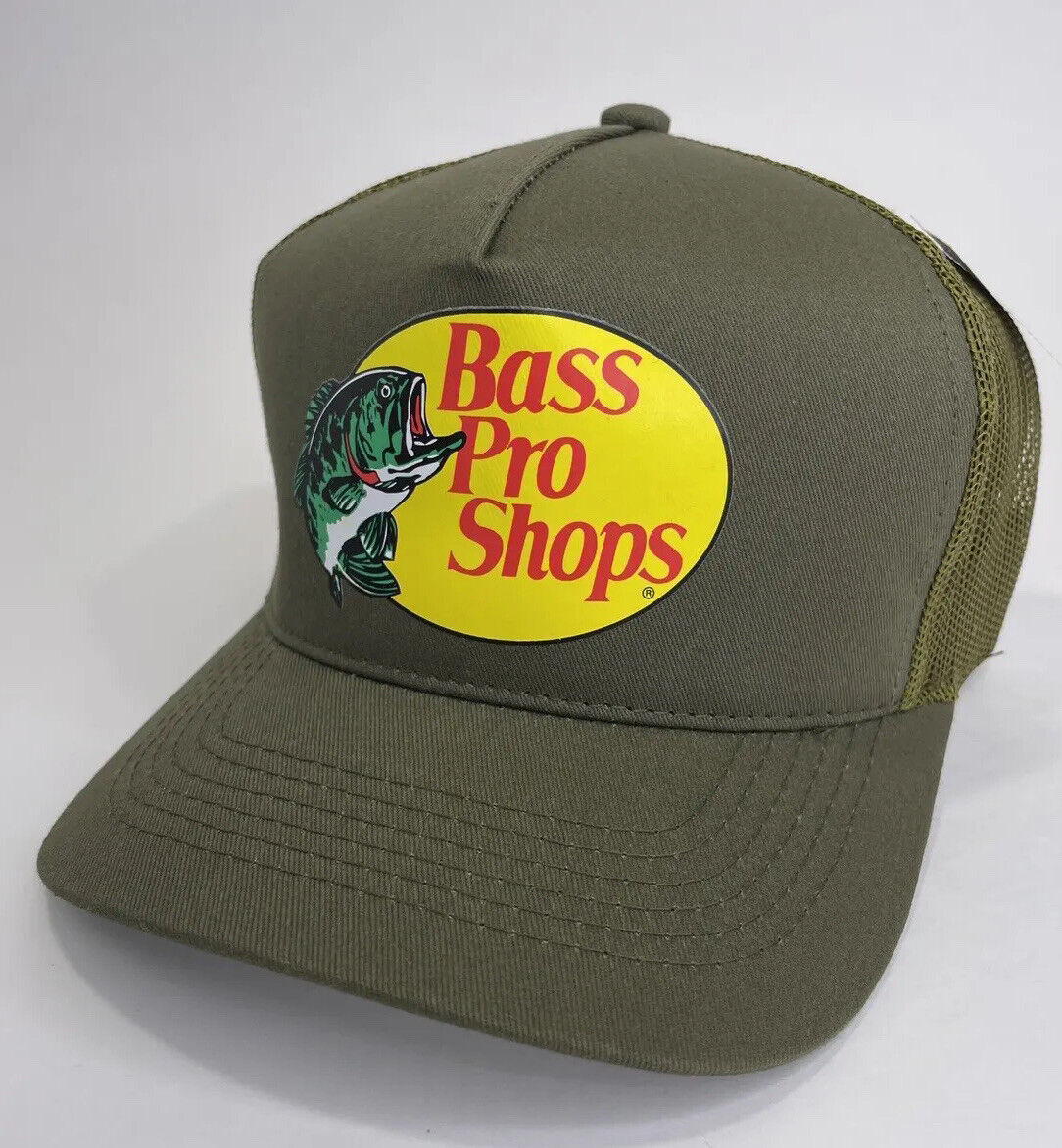 Bass Pro Shops Fishing Hunting Men's Army Green Mesh Trucker Hat