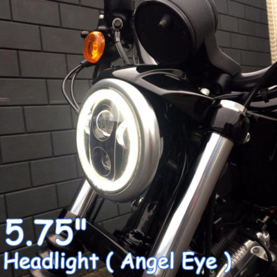 5.75'' 5-3/4'' Round Black LED Headlight High Low Beam DRL for Harley Motorcycle