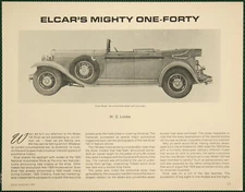 Elcar 1930 One-Forty 140 Design Features Specs Vintage Pictorial Article 1982