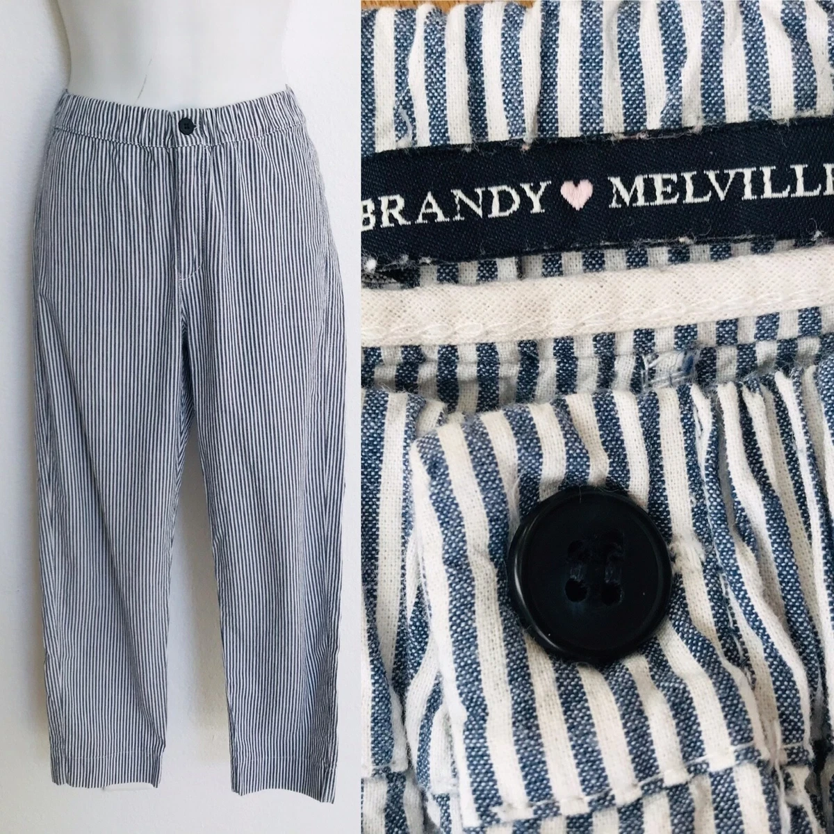 BRANDY MELVILLE Cute STRIPED Cotton Cropped Pants Small Made in