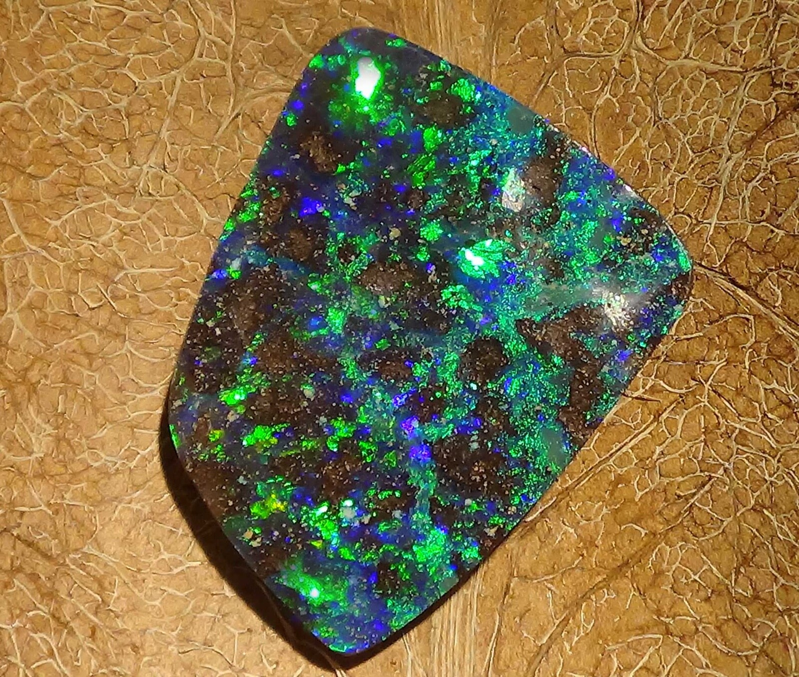 73ct. RIESEN INVESTMENT GEM BOULDER OPAL BRILLIANT GRÜN/BLAU FLASHFIRE