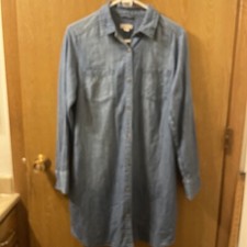 Merona Women's Button Up Denim Shirt Dress Long Sleeve-Size M-