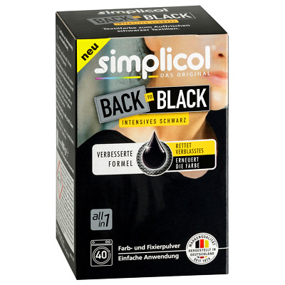 Simplicol Back to Black Fabric Dye Intense Black 400g Color and Fixing Powder
