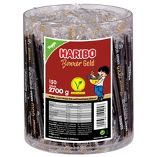 Haribo Bonner Gold Lakritz 150 einzelne Lakritzstangen Veggie 2700g