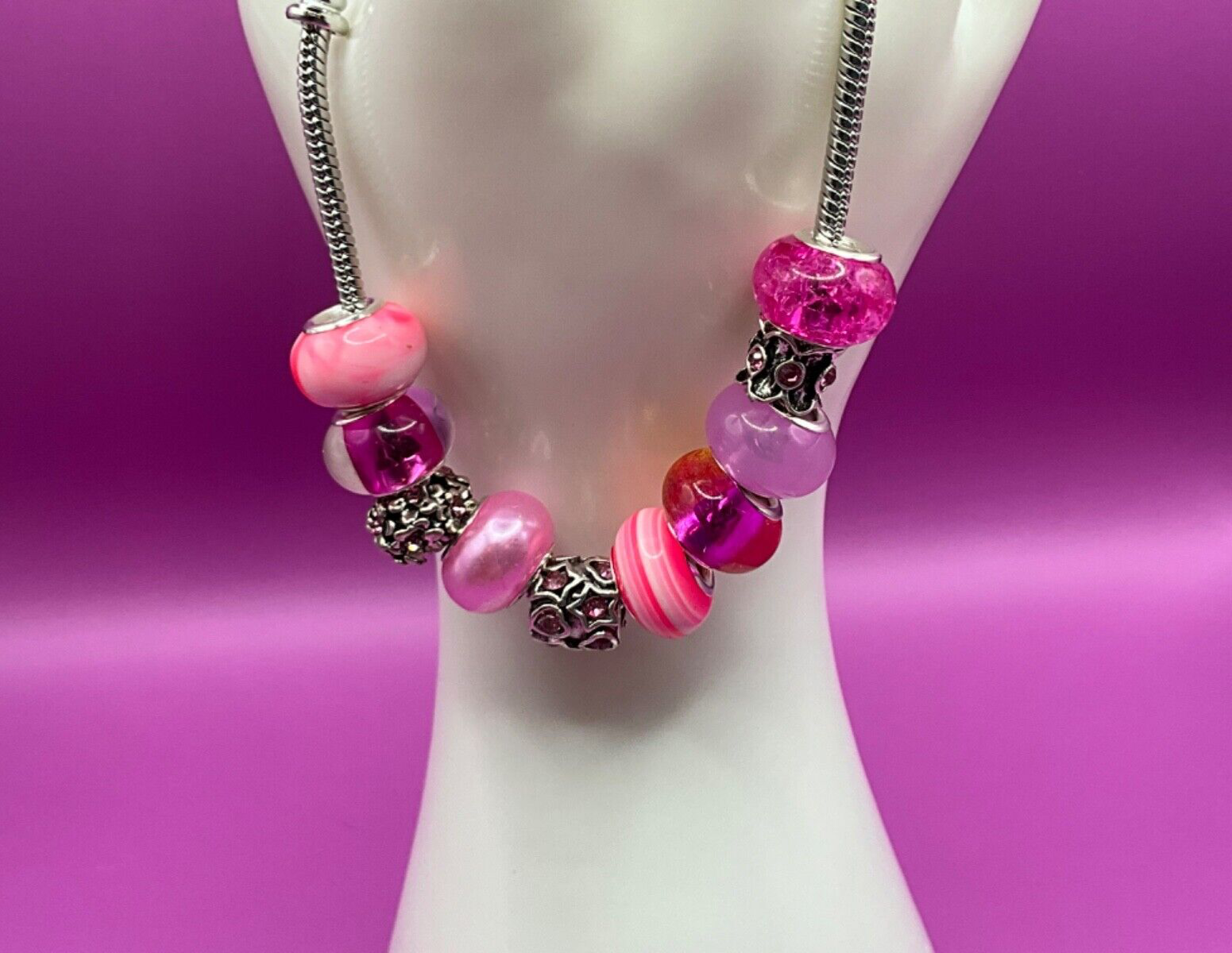 Pandora European style beaded charm bracelet with elegant design