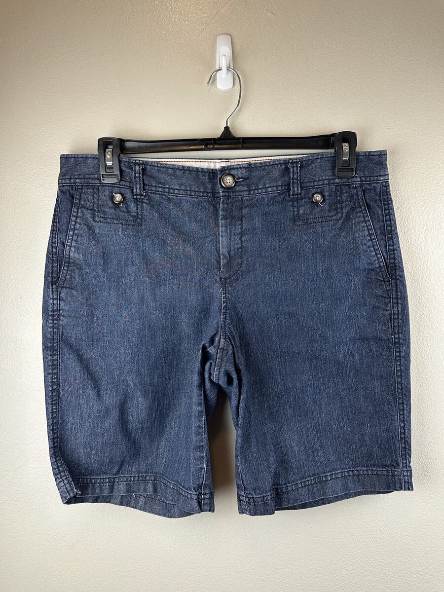 Dockers Women Denim Shorts Size 14 Long Length Dark
