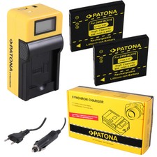 2x Batteria Patona + caricabatteria Synchron LCD USB per Lumix DMC-S5,DMC-SZ1