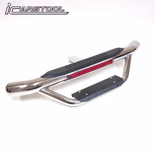 For 2" Receiver Chrome Heavy Duty Steel Hitch Step Drop Step w/ LED Brake Lights - Picture 7 of 23