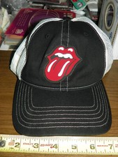 The Rolling Stones - 70s Logo Emblem -Black Natural- Meshback Baseball Cap