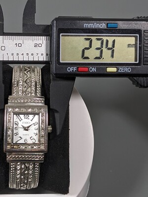 Studio Womens Silver Tone Square Dial Crystal Accent Hinge  display picture 2