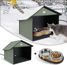 Outdoor Cat Feeding Station w/Heated Cat Water Bowl Feeding Station Cat Shelter