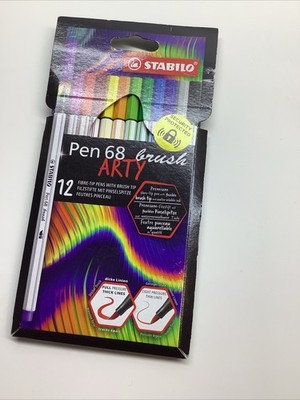Premium Fibre-Tip Pen with Brush Tip - STABILO Pen 68 brush - ARTY - Pack of 12