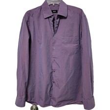 Hugo Boss Button Up Shirt Men's 40-15 3/4 Iridescent Purple Long Sleeve See Pics