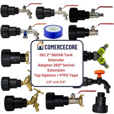 IBC Tank Adapter 2" S60x6 360� Swivel Extender Tap Connector with PTFE Tape
